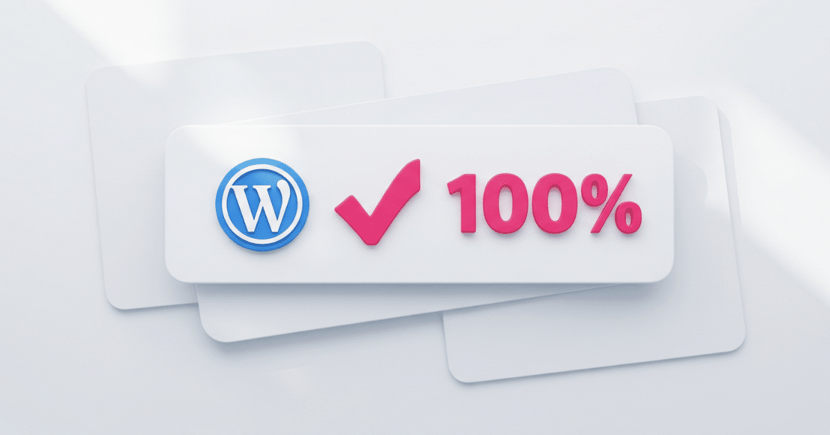 Eine Illustration, die die erfolgreiche Installation von WordPress bei ALL-INKL symbolisiert, dargestellt durch das WordPress-Logo mit einem grünen Haken.