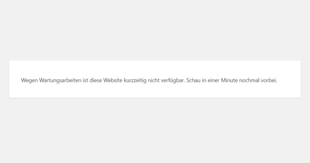 Wordpress-Update Bleibt Im Wartungsmodus Hängen