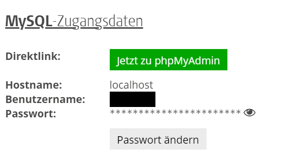 Screenshot: Link Zur Datenbank Bei Alfahosting.