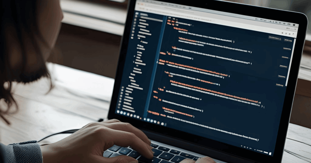 Ein Entwickler Arbeitet Am Laptop An Individuellem Wordpress-Code
