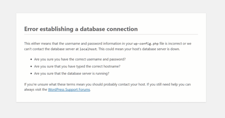 „Error Establishing A Database Connection“ In Wordpress?