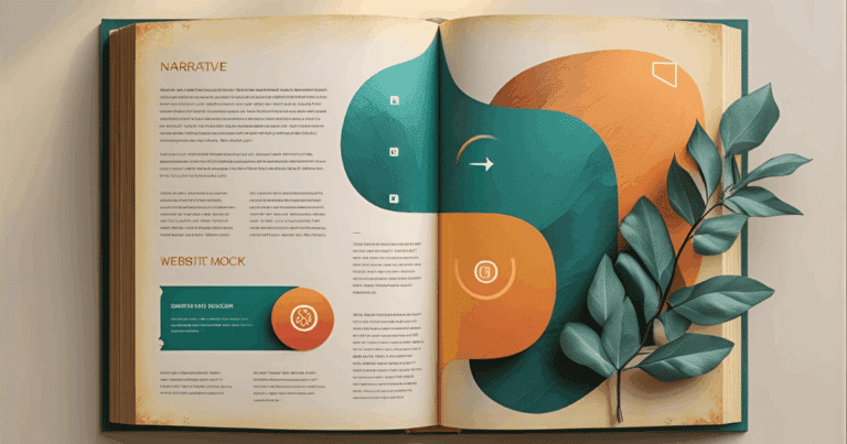 Storytelling Im Webdesign: Buchseite Mit Digitaler Gestaltung Und Navigationselementen