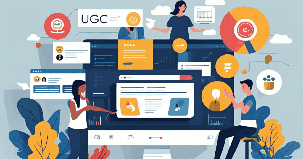 User-Generated Content: Viele Nutzerstimmen Und Bewertungen Fließen Auf Eine Website
