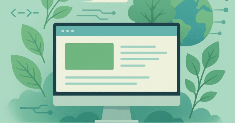 Nachhaltiges Webdesign Mit Monitor Und Grünen Blättern Symbolisiert Umweltfreundlichkeit Und Effizienz