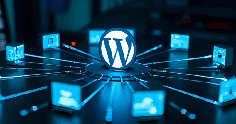 Wordpress Multisite: Zentrales Wordpress-Logo Verbindet Und Verwaltet Mehrere Websites